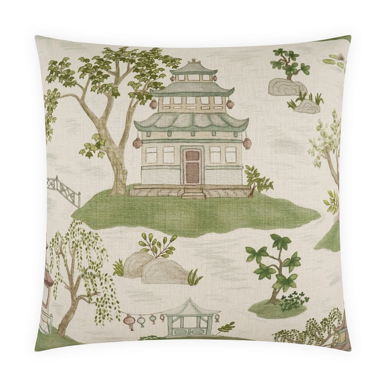 Tang Square Green Feather Down Pillow - 24x24