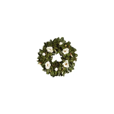 WINWARD MAGNOLIA WITH FLOWERS SILK WREATH 30"
