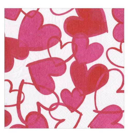 PAINTED HEARTS COCKTAIL NAPKINS