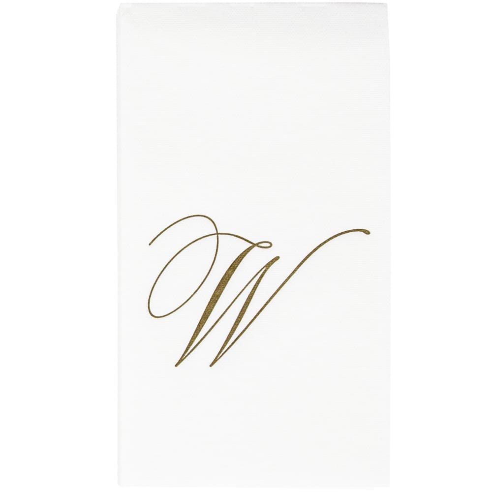 GOLD "W" 24 WHITE PAPER LINEN GUEST TOWELS
