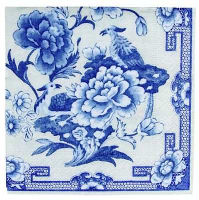 BLUE AND WHITE COCKTAIL NAPKINS