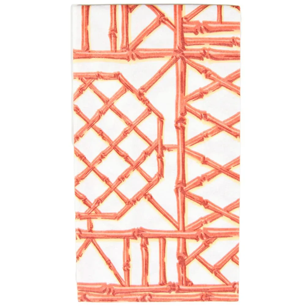 BAMBOO SCREEN CORAL PAPER LINEN HOSTESS NAPKINS