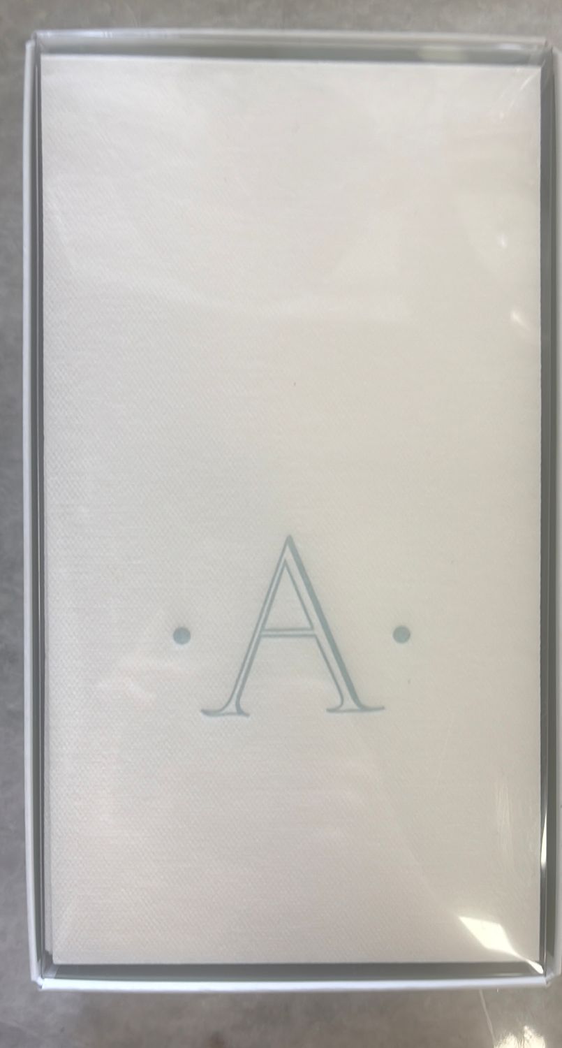 ROBIN'S EGG "A" PAPER LINEN GUEST TOWEL
