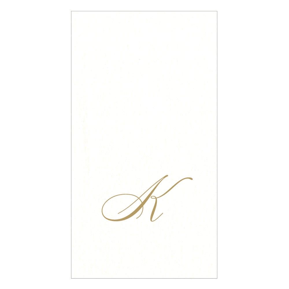 GOLD "K" 24 WHITE PAPER LINEN GUEST TOWELS