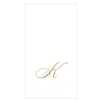 GOLD "K" 24 WHITE PAPER LINEN GUEST TOWELS