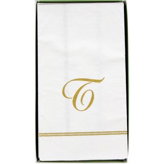 GOLD HEMSTITCH SCRIPT "T" TRIPLE-PLY NAPKINS