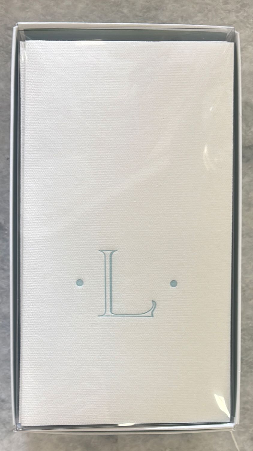 ROBIN'S EGG "L" PAPER LINEN GUEST TOWEL