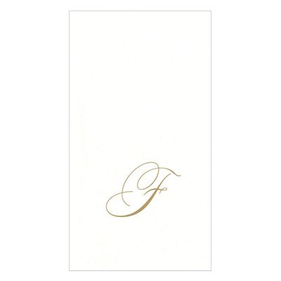GOLD "F" 24 WHITE PAPER LINEN GUEST TOWELS