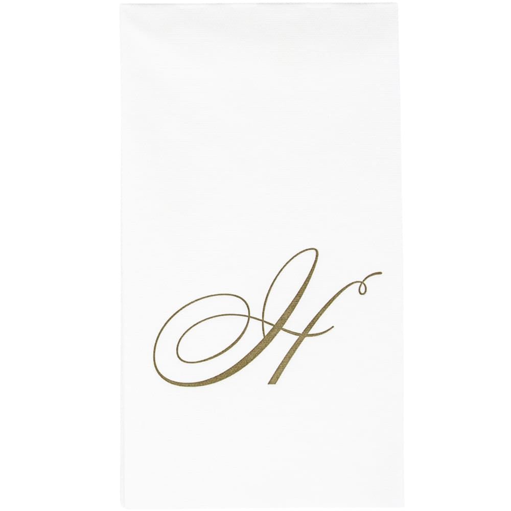 GOLD "H" 24 WHITE PAPER LINEN GUEST TOWELS