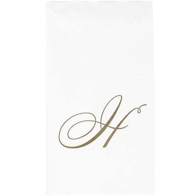 GOLD "H" 24 WHITE PAPER LINEN GUEST TOWELS