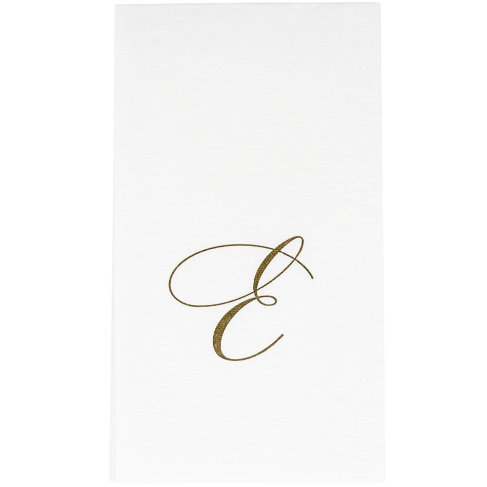 GOLD "E" 24 WHITE PAPER LINEN GUEST TOWELS
