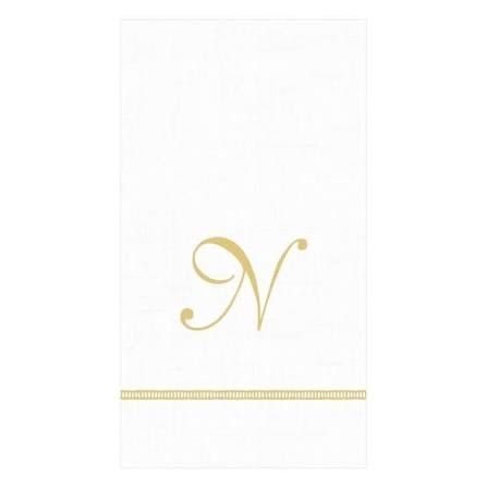 GOLD HEMSTITCH SCRIPT "N" TRIPLE-PLY NAPKINS