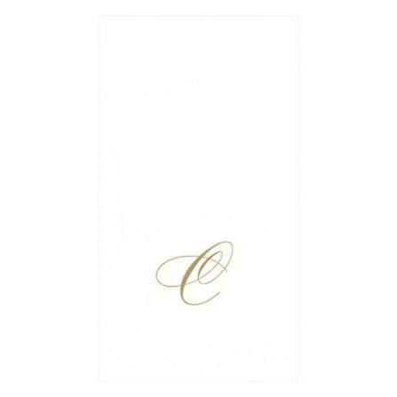 GOLD "C" 24 WHITE PAPER LINEN GUEST TOWELS
