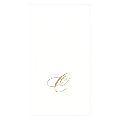 GOLD "C" 24 WHITE PAPER LINEN GUEST TOWELS