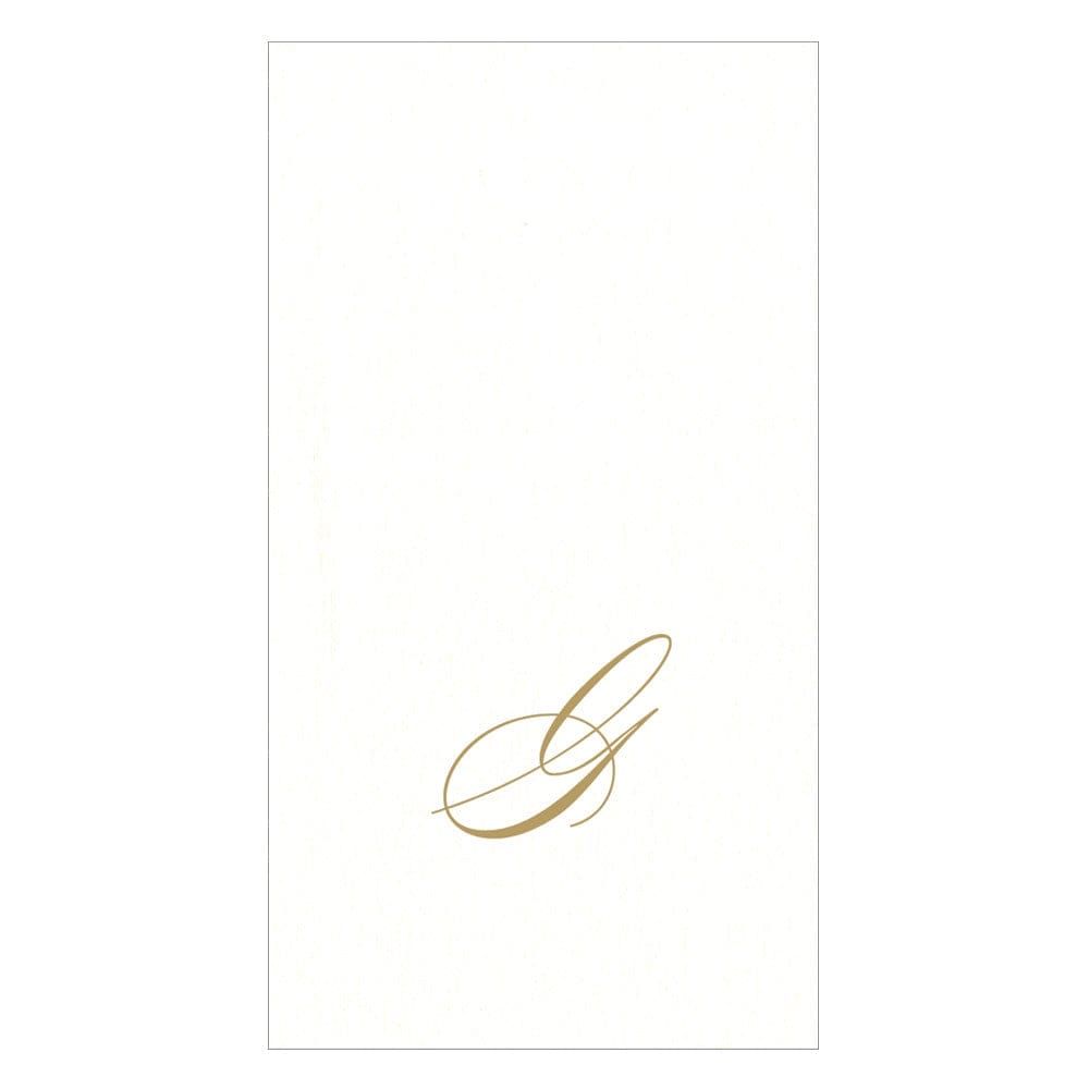 GOLD "G" 24 WHITE PAPER LINEN GUEST TOWELS