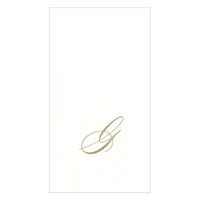 GOLD "G" 24 WHITE PAPER LINEN GUEST TOWELS