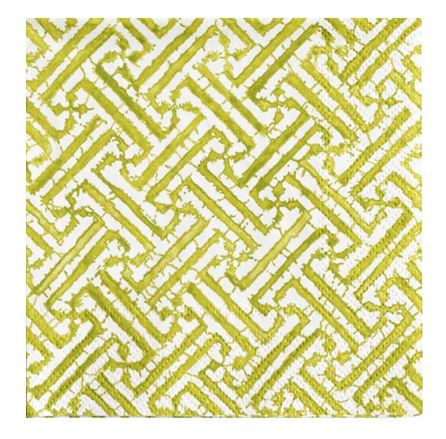 FRETWORK COCKTAIL NAPKINS MOSS GREEN