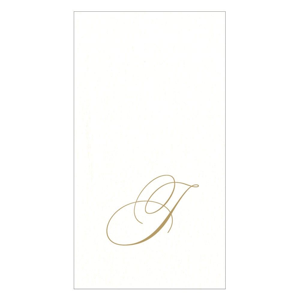 GOLD "J" 24 WHITE PAPER LINEN GUEST TOWELS