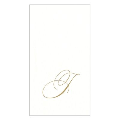 GOLD "J" 24 WHITE PAPER LINEN GUEST TOWELS