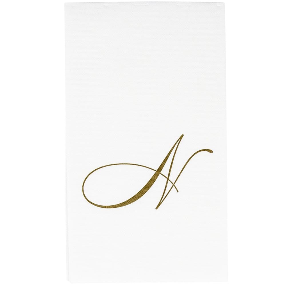 GOLD "N" 24 WHITE PAPER LINEN GUEST TOWELS
