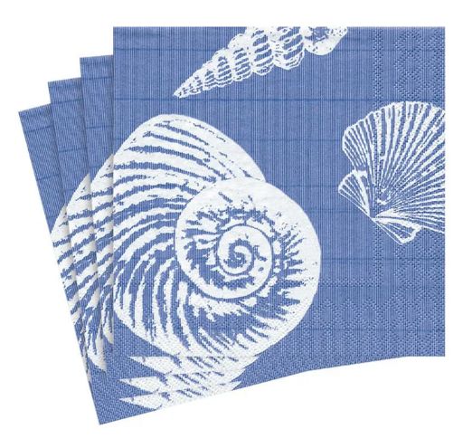 SHELLS OCEAN BLUE COCKTAIL NAPKINS
