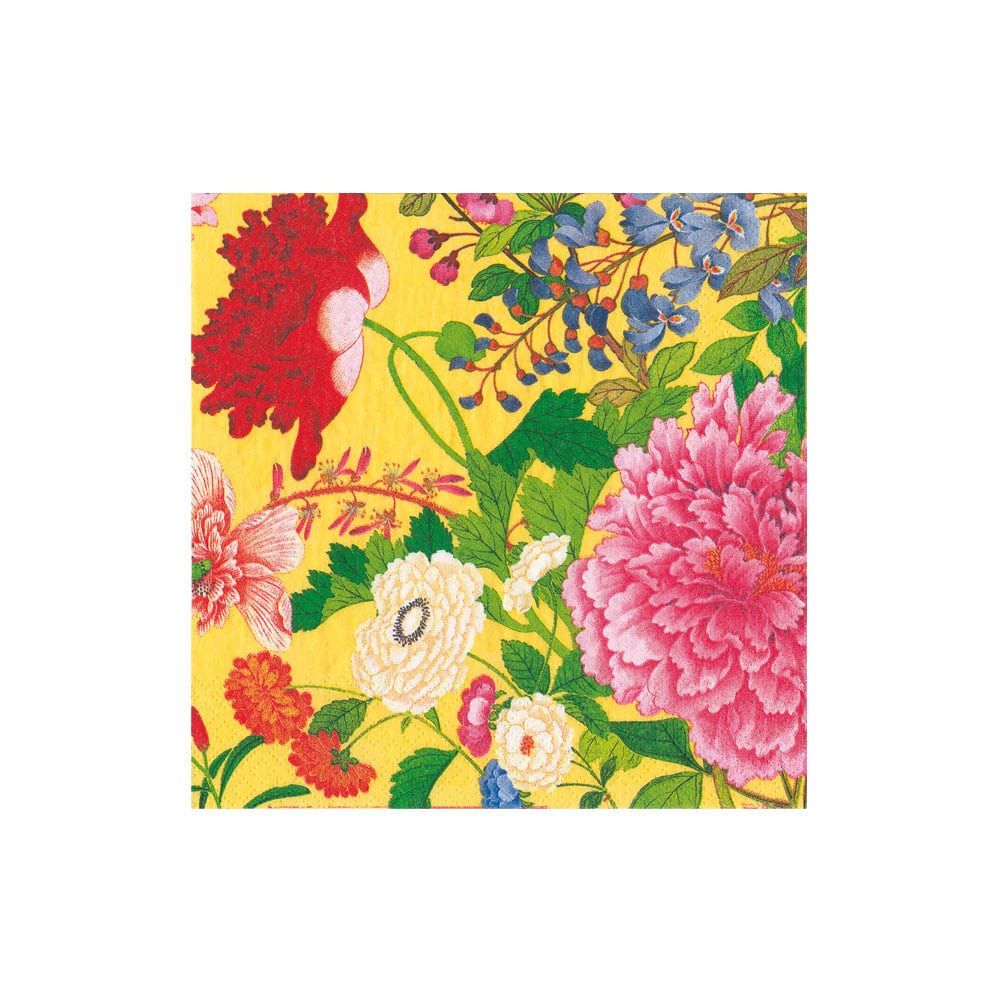A PROFUSION OF FLOWERS 2 YELLOW COCKTAIL NAPKINS