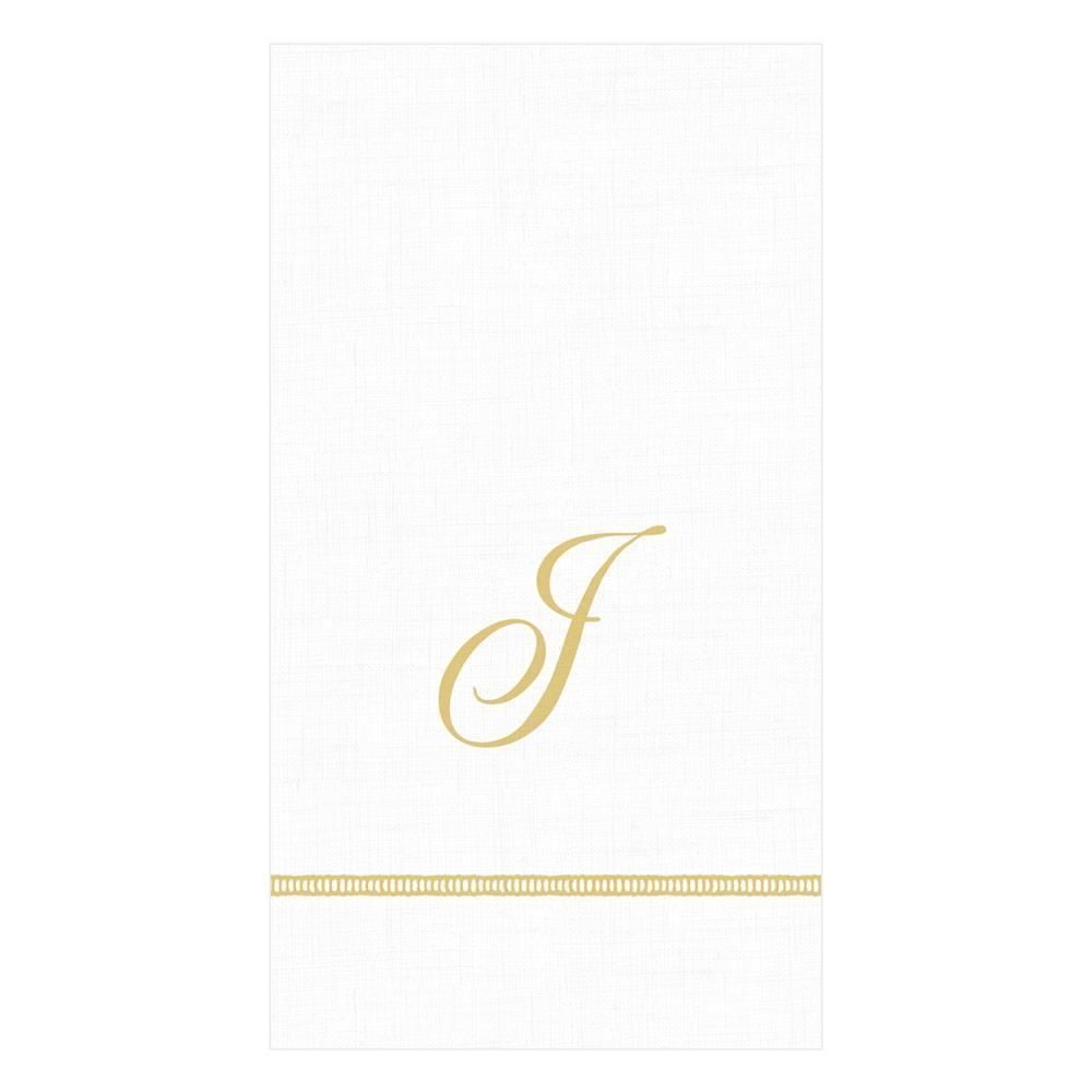 GOLD HEMSTITCH SCRIPT "J" TRIPLE-PLY NAPKINS