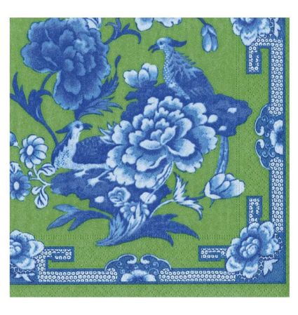 GREEN AND BLUE PLATE COCKTAIL NAPKINS