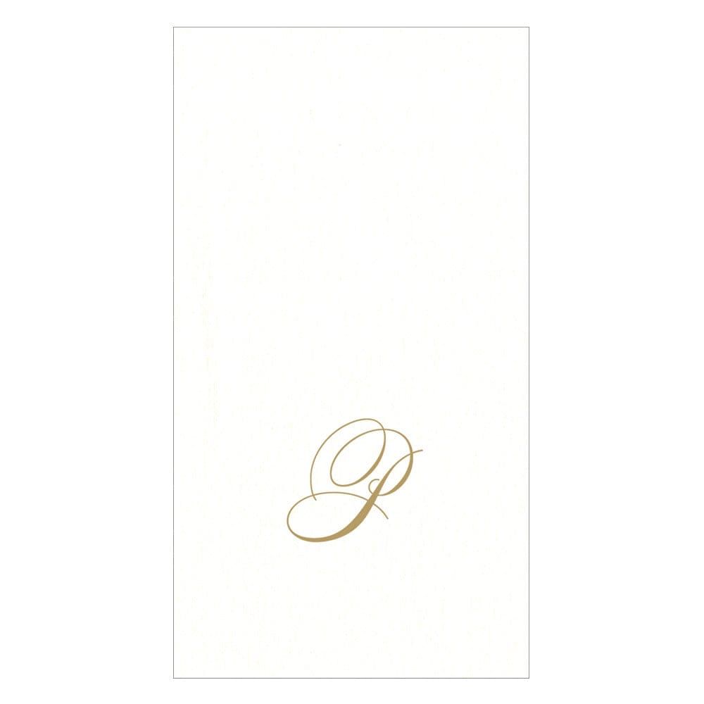 GOLD "P" 24 WHITE PAPER LINEN GUEST TOWELS