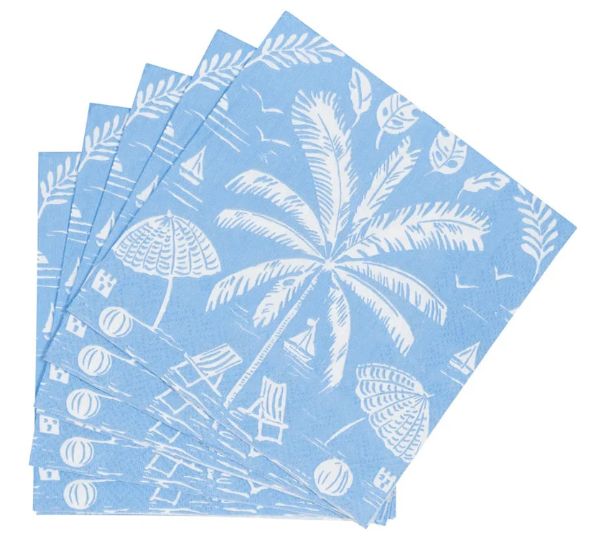 PALMS AND PARASOLS OCEAN COCKTAIL NAPKINS
