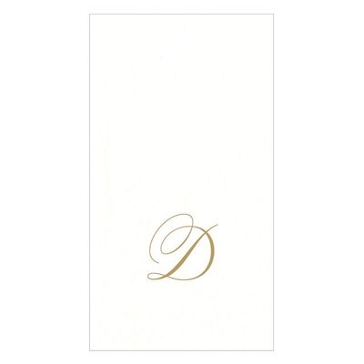 GOLD "D" 24 WHITE PAPER LINEN GUEST TOWELS