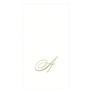 GOLD "A" 24 WHITE PAPER LINEN GUEST TOWELS