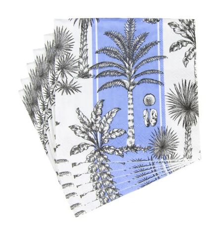 SOUTHERN PALMS BLUE/WHITE COCKTAIL NAPKINS