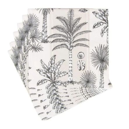 SOUTHERN PALMS FLAX/WHITE COCKTAIL NAPKINS