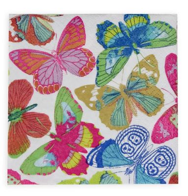 BUTTERFLIES BRIGHT COCKTAIL NAPKINS