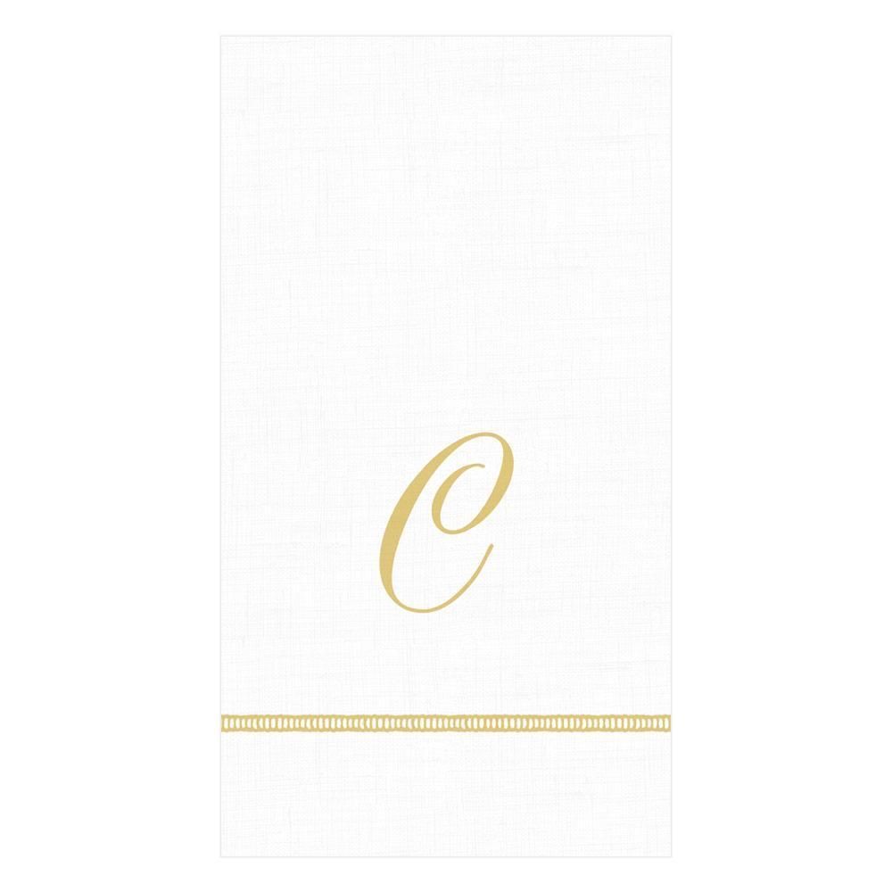GOLD HEMSTITCH SCRIPT "C" TRIPLE-PLY NAPKINS