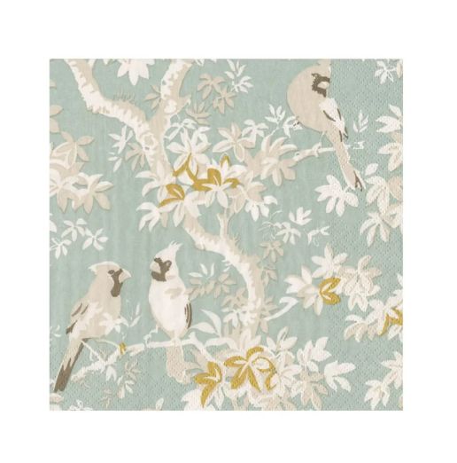 SCENIC SONGBIRDS COCKTAIL NAPKINS CELADON