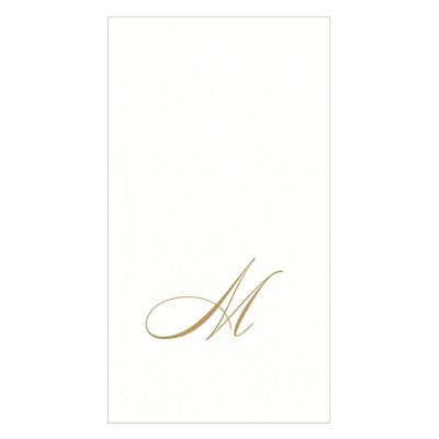 GOLD "M" 24 WHITE PAPER LINEN GUEST TOWELS