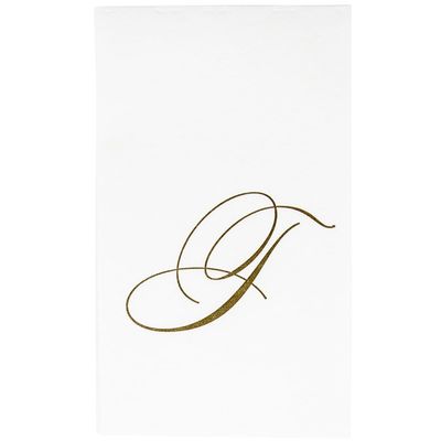 GOLD "T" 24 WHITE PAPER LINEN GUEST TOWELS