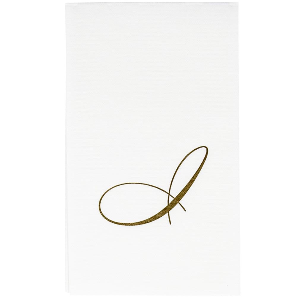 GOLD "I" 24 WHITE PAPER LINEN GUEST TOWELS