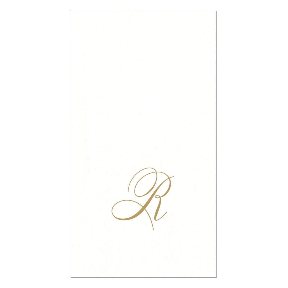 GOLD "R" 24 WHITE PAPER LINEN GUEST TOWELS