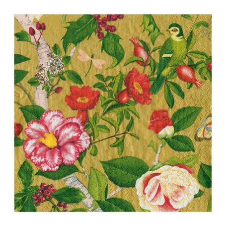 CHRISTMAS CHINOISERIE COCKTAIL NAPKINS GOLD
