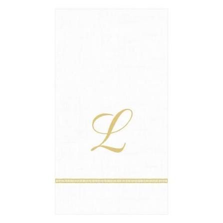 GOLD HEMSTITCH SCRIPT "L" TRIPLE-PLY NAPKINS