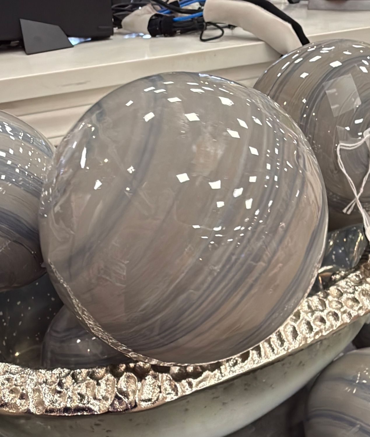 Blueish Gray Glass Sphere - Large