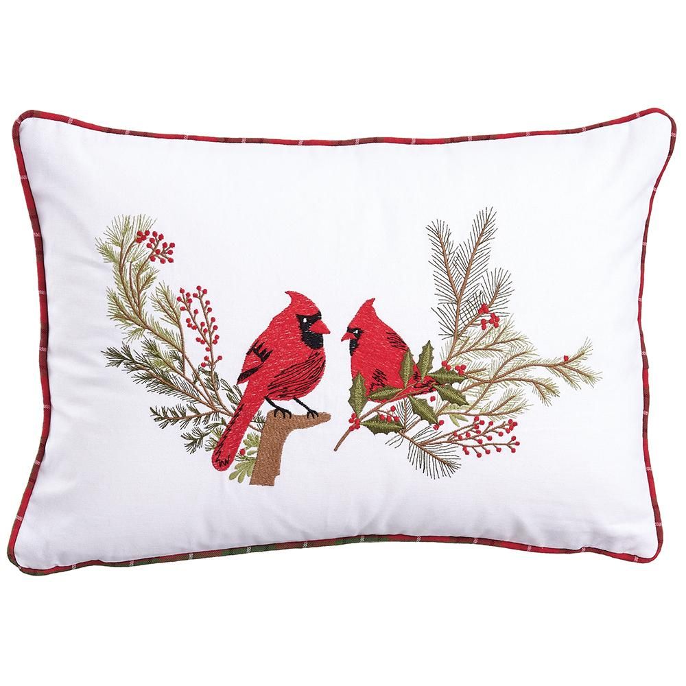 14W20"L EMBROI.CARDINAL PILLOW
