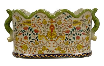 BLOSSOM CACHE POT 15" L X 8" H MULTICOLOR