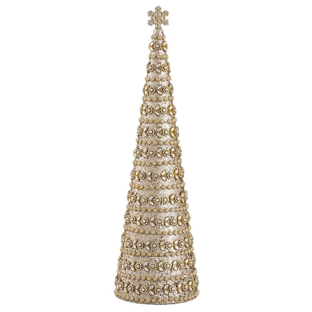 20"DIAMOND CONE TOPIARY GOLD/JA