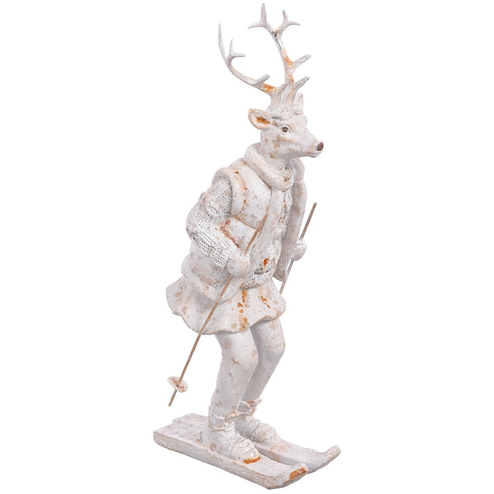 12 5" Skiing Reindeer White/At