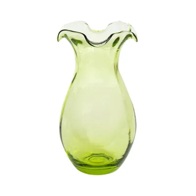 Hibiscus Glass Vertical Fluted Small Vase - Green