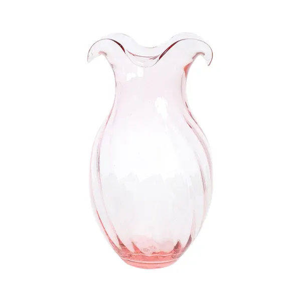 Hibiscus Glass Vertical Fluted Small Vase - Pink